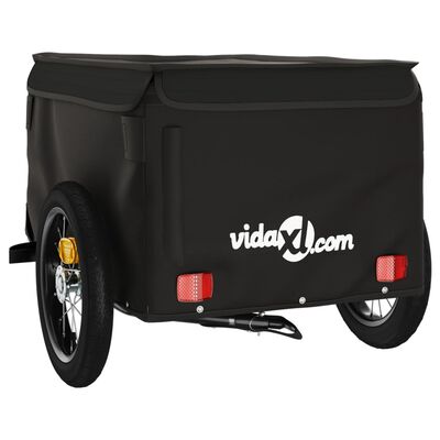 vidaXL fekete vas kerékpár-utánfutó 30 kg