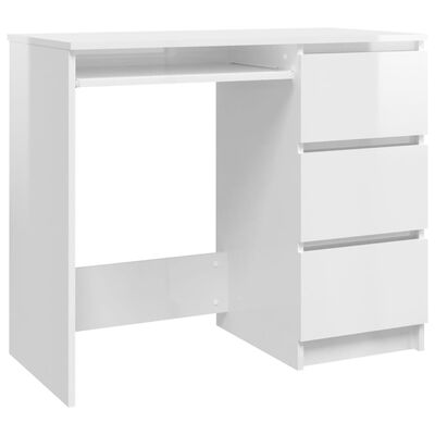 vidaXL fehér magasfényű forgácslap íróasztal 90 x 45 x 76 cm