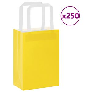 vidaXL 250 db sárga papírzacskók fogantyúkkal 15x8x21 cm