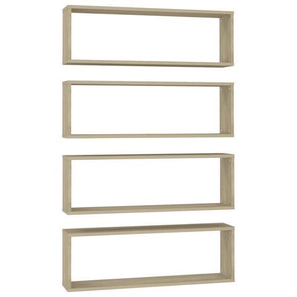 vidaXL 4 db sonoma t&ouml;lgy sz&iacute;nű szerelt fa fali polc 80 x 15 x 26,5 cm