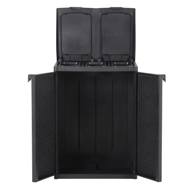 vidaXL fekete PP szemeteskosár 2 ajtóval 65 x 45 x 88 cm