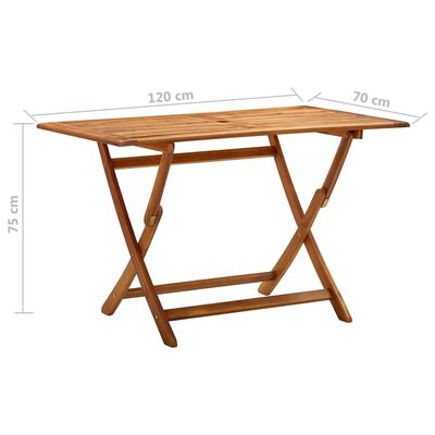 vidaXL tömör akácfa összecsukható kerti asztal 120 x 70 x 75 cm
