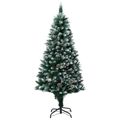 vidaXL megvilágított műkarácsonyfa gömb szettel és tobozzal 180 cm