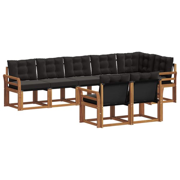 vidaXL K&uuml;lt&eacute;ri kanap&eacute; szett p&aacute;rn&aacute;val 8 pcs Term&eacute;szetes &eacute;s fekete