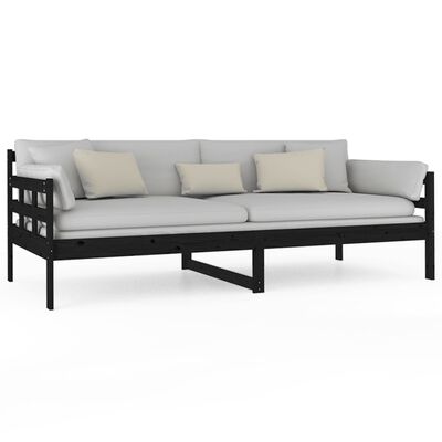 vidaXL fekete tömör fenyőfa kanapéágy 90x200 cm