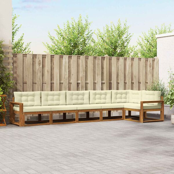 vidaXL K&uuml;lt&eacute;ri kanap&eacute; szett p&aacute;rn&aacute;val 6 pcs Term&eacute;szetes &eacute;s kr&eacute;msz&iacute;nű