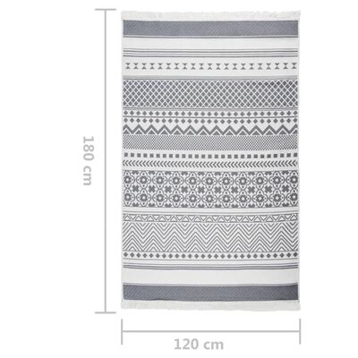 vidaXL szürke-fehér pamutszőnyeg 120 x 180 cm