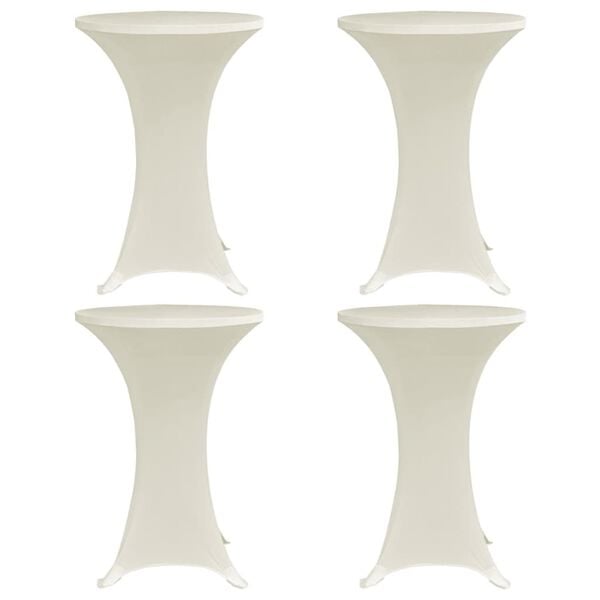 vidaXL 4 db krémszínű sztreccs asztalterítő bárasztalhoz Ø60 cm