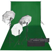 vidaXL fotóstúdió-felszerelés lámpákkal és háttérrel