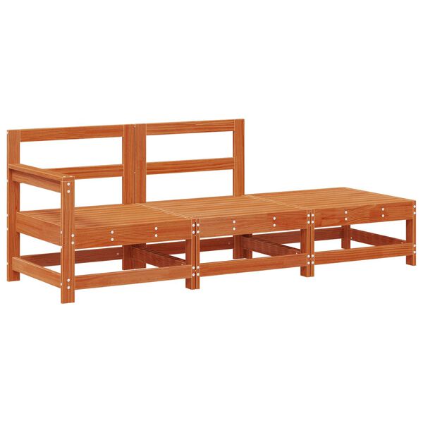 vidaXL Sarokkanap&eacute; egys&eacute;gek Viaszbarna 190 x 62 x 70,5 cm T&ouml;m&ouml;r fenyő