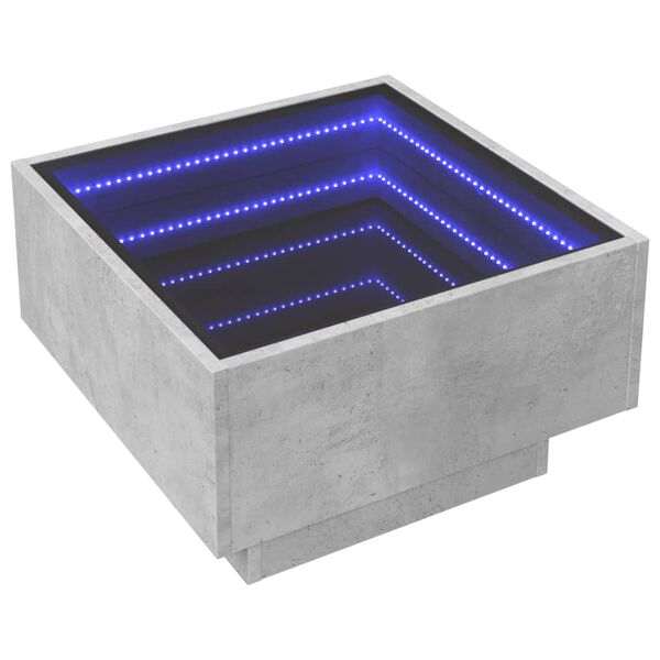 vidaXL betonsz&uuml;rke szerelt fa doh&aacute;nyz&oacute;asztal LED-del 50 x 50 x 30 cm