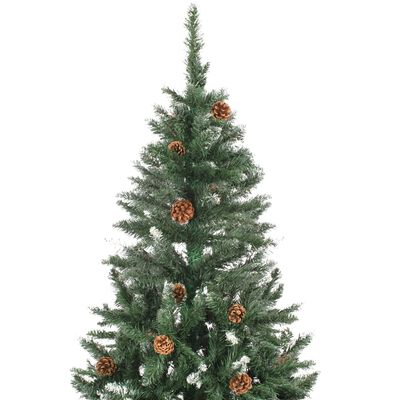 vidaXL műkarácsonyfa fenyőtobozokkal és fehér csillámmal 150 cm