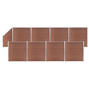 vidaXL 8 n&eacute;gysz&ouml;gletes &eacute;s 1 ferde barna WPC ker&iacute;t&eacute;selem 1484 x 186 cm