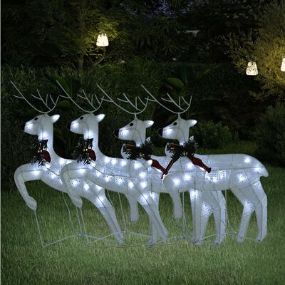 vidaXL 4 db karácsonyi rénszarvas 80 fehér LED-del