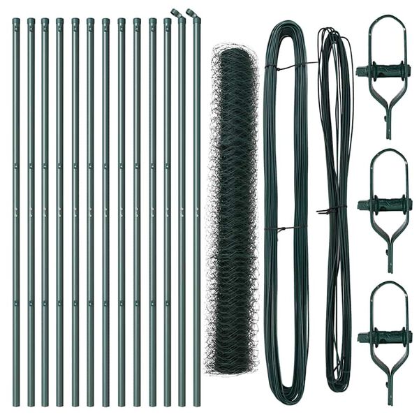 vidaXL Ker&iacute;t&eacute;soszlop Z&ouml;ld 25 x 1 m (50 mm-es h&aacute;l&oacute;) Ac&eacute;l