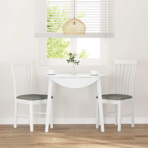 vidaXL 2 db fehér tömörfa gumiból készült étkezőszékek párnákkal