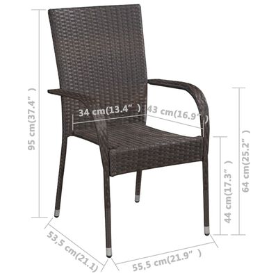 vidaXL 4 db barna rakásolható polyrattan kültéri szék