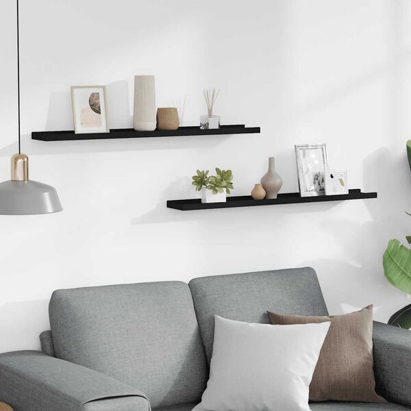 vidaXL 2 db fekete MDF szeg&eacute;lypolc k&eacute;pkeretekhez 80 x 9 x 3 cm