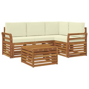 vidaXL K&uuml;lt&eacute;ri kanap&eacute; szett p&aacute;rn&aacute;val 5 pcs Term&eacute;szetes &eacute;s kr&eacute;msz&iacute;nű