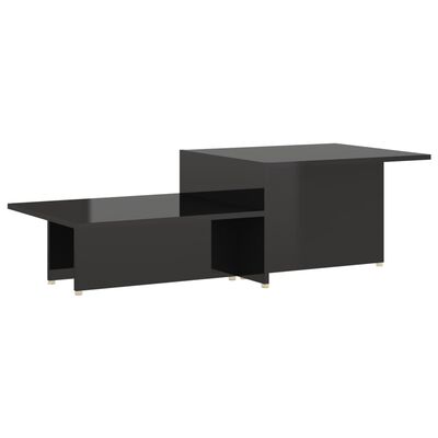 vidaXL magasfényű fekete szerelt fa dohányzóasztal 111,5 x 50 x 33 cm