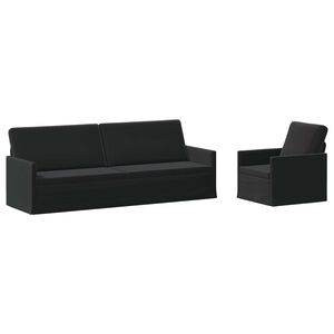 vidaXL Kanap&eacute; Szett 2 pcs Fekete B&aacute;rsony