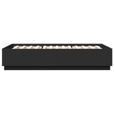 vidaXL fekete szerelt fa ágykeret LED-világítással 120 x 200 cm