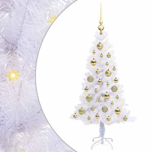 vidaXL Mű kar&aacute;csonyfa 150 LED-del &aacute;llv&aacute;nnyal Feh&eacute;r 120 cm PVC &eacute;s Ac&eacute;l