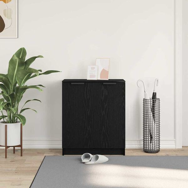 vidaXL Cipőszekr&eacute;ny polcokkal Fekete t&ouml;lgy 59 x 35 x 70 cm Faanyag