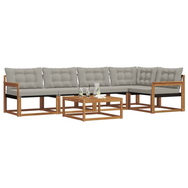 vidaXL K&uuml;lt&eacute;ri kanap&eacute; szett 6 pcs Term&eacute;szetes &eacute;s Vil&aacute;gossz&uuml;rke