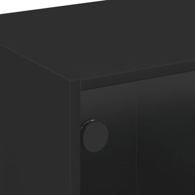 vidaXL fekete dohányzóasztal üvegajtókkal 68x50x42 cm
