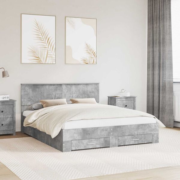 vidaXL &Aacute;gykeret fejt&aacute;ml&aacute;val fi&oacute;kkal Beton Sz&uuml;rke 160 x 200 cm Faanyag