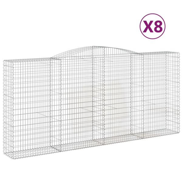 vidaXL 8 db &iacute;ves horganyzott vas gabion kos&aacute;r 400x50x180/200 cm