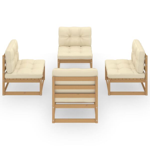 vidaXL 4 r&eacute;szes t&ouml;m&ouml;r fenyőfa kerti &uuml;lőgarnit&uacute;ra p&aacute;rn&aacute;kkal