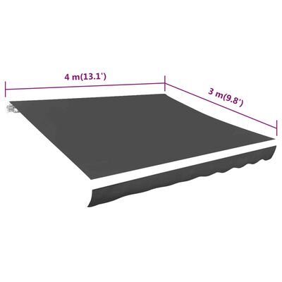 vidaXL antracitszürke vászon napellenző tető 400 x 300 cm