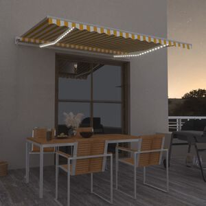 vidaXL s&aacute;rga &eacute;s feh&eacute;r k&eacute;zzel kih&uacute;zhat&oacute; LED-es napellenző 450 x 350 cm