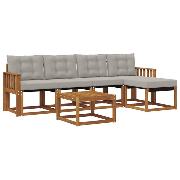 vidaXL K&uuml;lt&eacute;ri kanap&eacute; szett 6 pcs Term&eacute;szetes &eacute;s Vil&aacute;gossz&uuml;rke