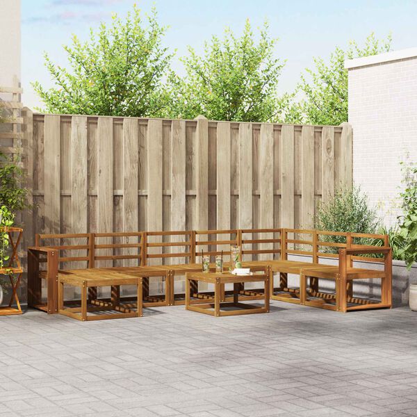 vidaXL K&uuml;lt&eacute;ri kanap&eacute; szett 9 pcs Term&eacute;szetes T&ouml;m&ouml;r Ak&aacute;cfa