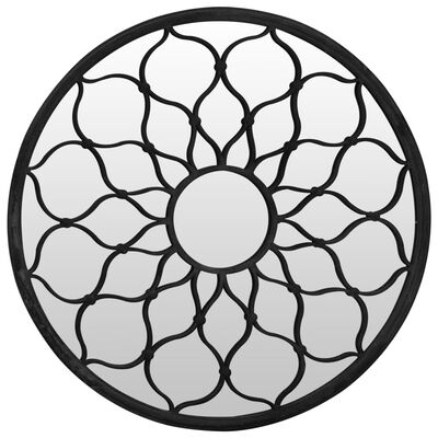 vidaXL fekete kerek vas kerti tükör kültéri használatra 60 x 3 cm