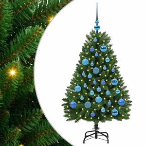 vidaXL Mű kar&aacute;csonyfa 120 cm 150 LED Meleg feh&eacute;r PVC &eacute;s Ac&eacute;l Z&ouml;ld