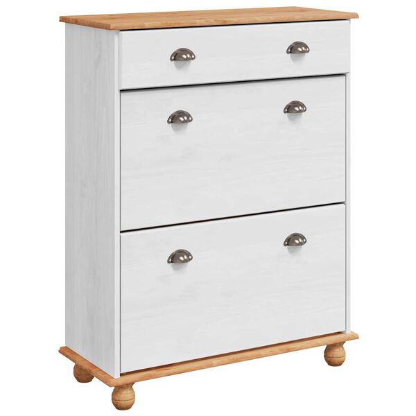 vidaXL Cipőszekr&eacute;ny fi&oacute;kkal ASKIM Feh&eacute;r 85 x 35 x 108 cm T&ouml;m&ouml;r fenyőfa