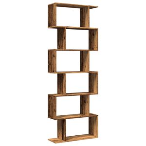 vidaXL 6 szintes antik fa sz&iacute;nű fa elv&aacute;laszt&oacute; k&ouml;nyvespolc 70x24x193 cm