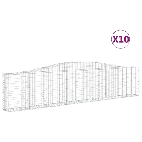 vidaXL 10 db &iacute;ves horganyzott vas gabion kos&aacute;r 400x30x80/100 cm