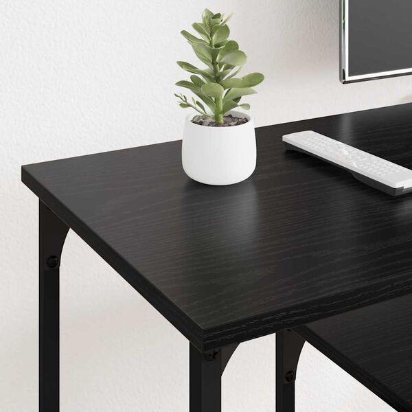 vidaXL TV szekr&eacute;ny Fekete t&ouml;lgy 102 x 35 x 45,5 cm Műszaki fa &eacute;s vas