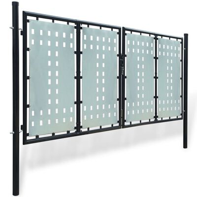 vidaXL fekete kerítés kapu 300 x 175 cm