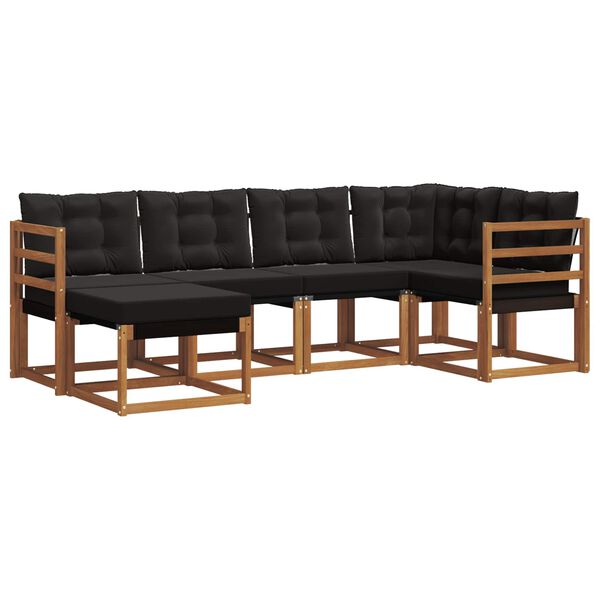 vidaXL K&uuml;lt&eacute;ri kanap&eacute; szett p&aacute;rn&aacute;val 6 pcs Term&eacute;szetes &eacute;s fekete