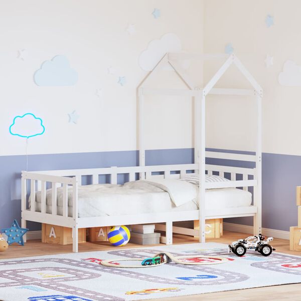 vidaXL fehér tömör fenyőfa kanapéágy tetővel 80 x 200 cm