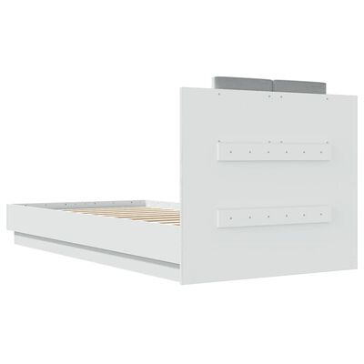 vidaXL fehér ágykeret fejtámlával és LED-világítással 90 x 190 cm