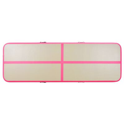 vidaXL rózsaszín PVC felfújható tornaszőnyeg pumpával 700x100x10 cm