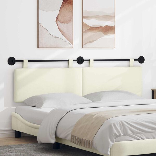 vidaXL Fali Fejt&aacute;mla Egysz&iacute;nű Kr&eacute;m 170 x 55 x 5 cm B&aacute;rsonyos sz&ouml;vet