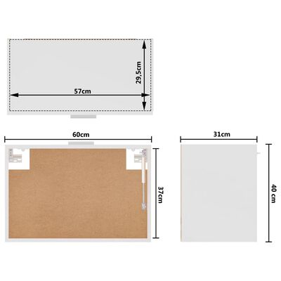 vidaXL fehér forgácslap függő szekrény 60 x 31 x 40 cm